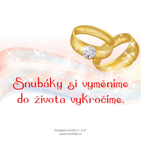 Svatební motto: Snubáky si vyměníme, 
životu vstříc vykročíme.
